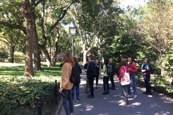 Feminist Bird Club + Eco Projects walk in Washington Square Park, Oct 5, 2019