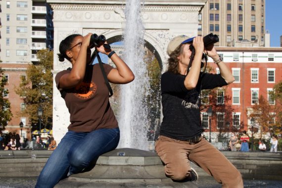 A photo of Georgia and Loyan in Washington Square Park featured in Bird Watcher's Digest