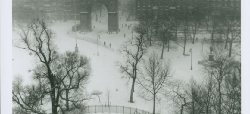 A snowy day in the park. Source: NYU Archives. Date: Circa 1950-1959.