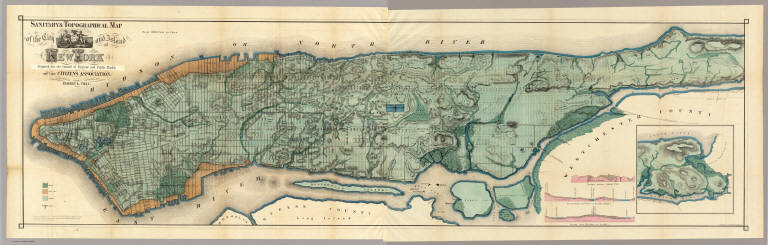The "Sanitary & Topographical Map of the City and Island of New York," created by Egbert L. Viele in 1865.